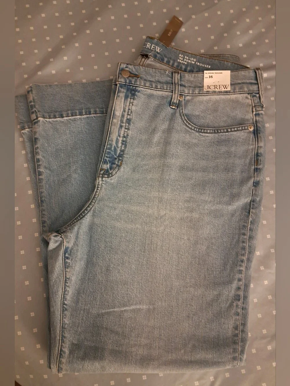 J. CREW re-imagined denim RE-96-lDG TROUSERS brand new JEANS size 35 LIGHT WASH